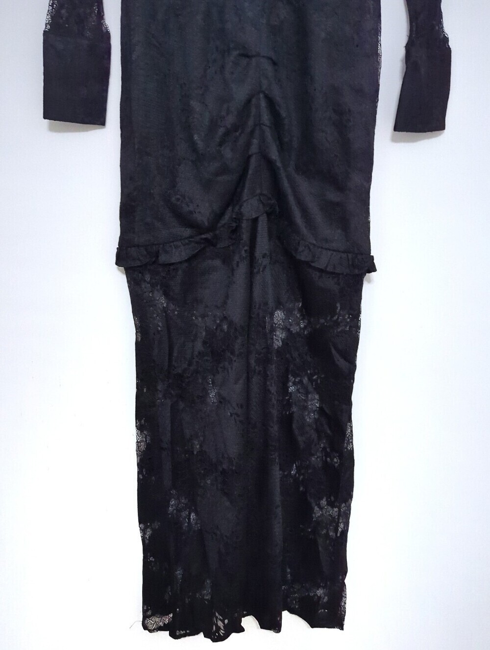 Alexis Lucasta Black Lace Maxi Dress S Ruched Sheer Gothic Victorian Romance - Picture 7 of 10